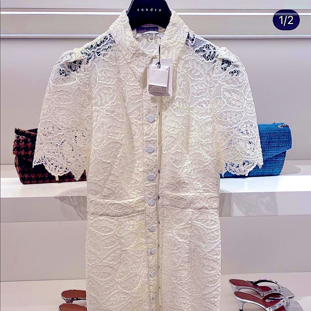 Sandro White Lace Mini Dress